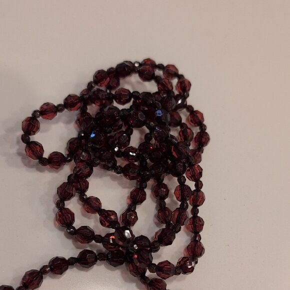 Bloomingdales Garnet Beaded Mesh Shoulder Crossbody Fringed Bag Vintage - Picture 4 of 10